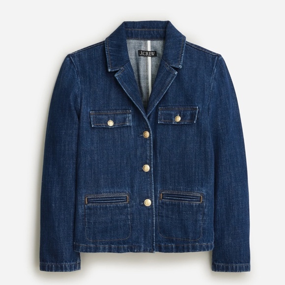 New JCREW Size 2 Denim Blazer-Jacket in Resin Wash $148 BX511